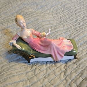 Royal Doulton "Repose" Porcelain Lady Figurine in Pink and Green